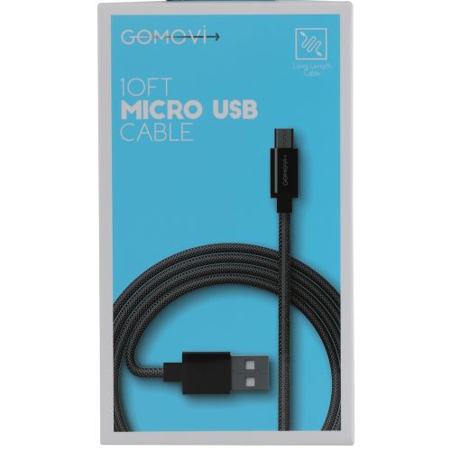 USB Cable, Compatible w/ Many Android, Blackberry and Samsung Devices, 10ft, Black